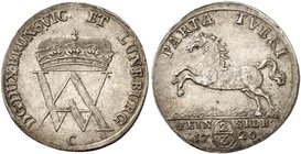 BRAUNSCHWEIG - WOLFENBÜTTEL. August Wilhelm, 1714-1731. 2/3 Taler 1720, Zellerfeld, Feinsilber.
Dav. 349, Welter 2382 vz - St