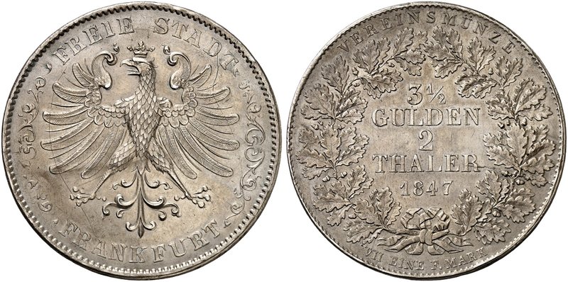 FRANKFURT. - Stadt. Doppeltaler 1847.
Thun 131, AKS 2, J. 23 kl. Rdf., f. Kr., ...