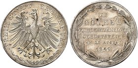 FRANKFURT. - Stadt. Doppelgulden 1849, "ZU GÖTHE'S HUNDERTJÄHRIGER GEBURTSFEIER".
Thun 137, AKS 41, J. 48 vz - St