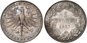 FRANKFURT. - Stadt. 1 Gulden 1853.
AKS 12, J. 27 schöne Patina, vz+
