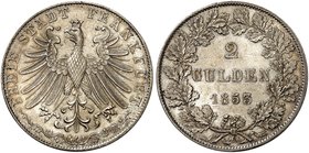 FRANKFURT. - Stadt. Doppelgulden 1853.
Thun 132, AKS 5, J. 28 schöne Patina, vz - St