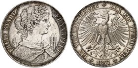 FRANKFURT. - Stadt. Vereinstaler 1857, ohne Dächer.
Thun 140, AKS 6, J. 39 R ! ss