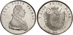 FÜRSTPRIMATISCHE STAATEN. Fürstprimas Carl Theodor von Dalberg, 1806-1813. Konventionstaler 1808.
Thun 128, AKS 2, J. 3 vz - prfr