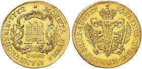 HAMBURG. - Stadt. Dukat 1772, mit Titel Joseph II.
Friedb. 1127, Gaed. 172, J. 76 Gold ss - vz