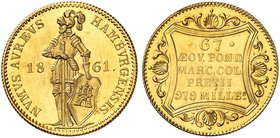 HAMBURG. - Stadt. Dukat 1861.
Friedb. 1142, D. S. 80, AKS 10, J. 93a, Schlumb. 335 Gold vz - St