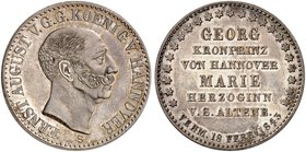 HANNOVER. Ernst August, 1837-1851. Taler 1843 S, zur Hochzeit des Kronprinzen Georg.
Thun 165, AKS 132, J. 70 schöne Patina, vz+