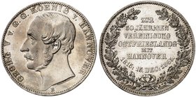 HANNOVER. Georg V., 1851-1866. Vereinstaler 1865 B, "50 JAHRE VEREINIGUNG MIT OSTFRIESLAND".
Thun 177, AKS 161, J. 99 vz