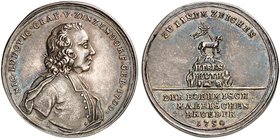 HERRNHUT. - Stadt. Silbermedaille 1750 (von J. Kittel, 30,0 mm), auf den 50. Geburtstag des Grafen von Zenzendorf, Gründer der Herrnhuter Brüdergemein...