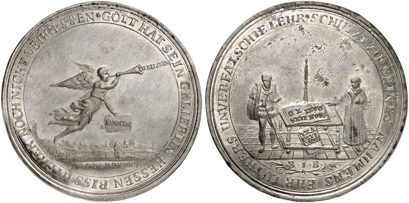 HESSEN - DARMSTADT. Ernst Ludwig, 1678-1739. Lot von 2 Stück: Einseitige Zinnabs...