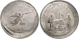 HESSEN - DARMSTADT. Ernst Ludwig, 1678-1739. Lot von 2 Stück: Einseitige Zinnabschläge der Medaille 1730 (von Bethmann, 41,9 mm), auf die 200-Jahrfeie...