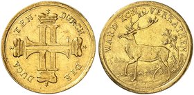 HESSEN - DARMSTADT. Ludwig VIII., 1739-1768. Dukat o. J., "Hirschdukat".
Friedb. 1225, Schütz 3130 Gold ss+