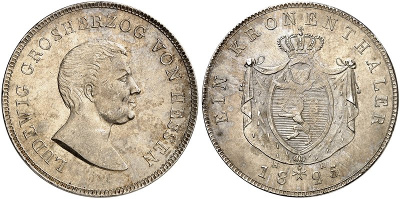 HESSEN - DARMSTADT. Ludwig X. (I.), 1790-1830. Kronentaler 1825.
Thun 193, AKS ...