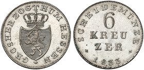 HESSEN - DARMSTADT. Ludwig II., 1830-1848. 6 Kreuzer 1833.
AKS 107, J. 32 vz