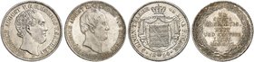 - ALBERTINISCHE LINIE. Friedrich August II., 1836-1854. Lot von 2 Stück: 1/3 Taler 1854 F, 1854, auf seinen Tod.
AKS 103, 119, J. 86, 93 vz, f. St