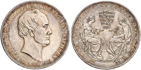 - ALBERTINISCHE LINIE. Friedrich August II., 1836-1854. Doppeltaler 1854 F, auf seinen Tod.
Thun 331, AKS 116, J. 96 schöne Patina, vz
