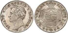 - ALBERTINISCHE LINIE. Johann, 1854-1873. Taler 1854 F.
Thun 332, AKS 128, J. 97 in dieser Erhaltung sehr selten ! schöne Patina, St