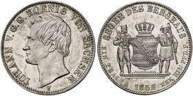 - ALBERTINISCHE LINIE. Johann, 1854-1873. Ausbeutevereinstaler 1858 F.
Thun 342, AKS 134, J. 115 vz / vz+