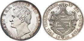 - ALBERTINISCHE LINIE. Johann, 1854-1873. Vereinsdoppeltaler 1858 F.
Thun 338, AKS 126, J. 109 f. St