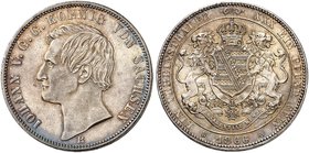 - ALBERTINISCHE LINIE. Johann, 1854-1873. Vereinstaler 1866 B.
Thun 348, AKS 137, J. 126 schöne Patina, f. St