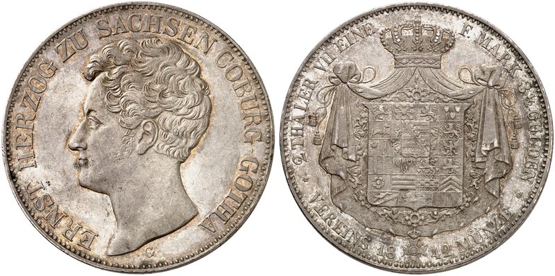 SACHSEN - COBURG - GOTHA. Ernst I., 1826-1844. Doppeltaler 1842 G.
Thun 362, AK...