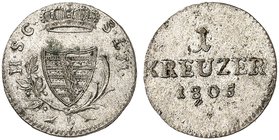 SACHSEN - COBURG - SAALFELD. Franz Friedrich Anton, 1800-1806. 1 Kreuzer 1805, Saalfeld, für Coburg.
J. 204, Grasser 568 vz