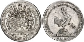 SACHSEN - HENNEBERG - ILMENAU. Gemeinschaftsprägung, 1691-1702. Taler 1695, Ausbeute der Gruben zu Ilmenau.
Dav. 7485, Schnee 624, Müs. 56. 6/11, Slg...