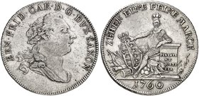 SACHSEN - HILDBURGHAUSEN. Ernst Friedrich III. Karl, 1745-1780. Taler 1760, Hildburghausen.
Dav. 2729, Schnee 549, Hollmann 85, Slg. Mers. 3556 ss