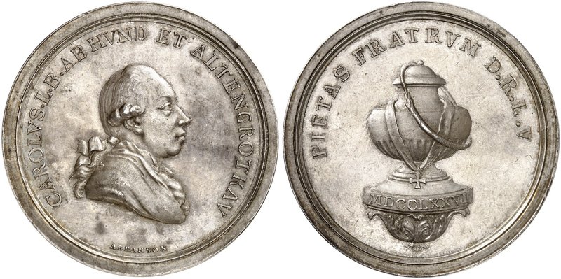 SACHSEN - MEININGEN. Karl, 1775-1782. Silbermedaille 1776 (von A. Abramson, 49,8...