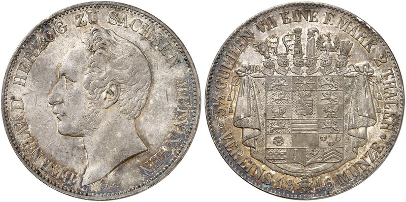 SACHSEN - MEININGEN. Bernhard II. Erich Freund, 1803-1866. Doppeltaler 1846, Saa...
