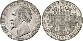 SACHSEN - MEININGEN. Bernhard II. Erich Freund, 1803-1866. Doppeltaler 1853, München.
Thun 377, AKS 182, J. 446 ss / vz