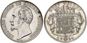 SACHSEN - MEININGEN. Bernhard II. Erich Freund, 1803-1866. Doppelgulden 1854, München.
Thun 378, AKS 183, J. 445 vz