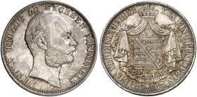 SACHSEN - MEININGEN. Georg II., 1866-1914. Vereinstaler 1867, München.
Thun 380, AKS 219, J. 451 R ! ss+