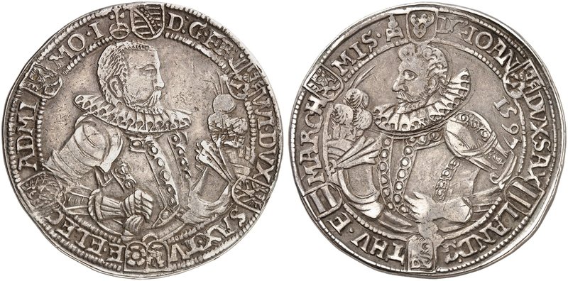SACHSEN - WEIMAR. Friedrich Wilhelm I. und Johann III., 1573-1603. Taler 1597, S...