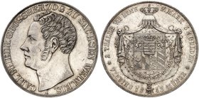 SACHSEN - WEIMAR - EISENACH. Carl Friedrich, 1828-1853. Doppeltaler 1842 A.
Thun 383, AKS 20, J. 532 vz+