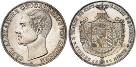 SACHSEN - WEIMAR - EISENACH. Carl Alexander, 1853-1901. Doppeltaler 1855 A.
Thun 385, AKS 32, J. 536 Prachtexemplar ! St