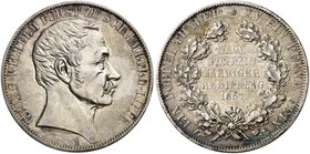 SCHAUMBURG - LIPPE. Georg Wilhelm, 1807-1860, unter Vormundschaft bis 1807. Vereinsdoppeltaler 1857, auf das 50-jährige Regierungsjubiläum.
Thun 388,...