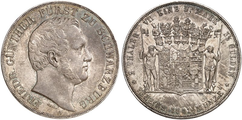 SCHWARZBURG - RUDOLSTADT. Friedrich Günther, 1807-1867. Doppeltaler 1841.
Thun ...
