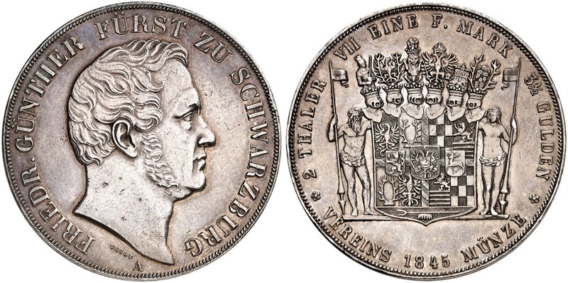 SCHWARZBURG - RUDOLSTADT. Friedrich Günther, 1807-1867. Doppeltaler 1845.
Thun ...