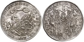 SCHWARZBURG - SONDERSHAUSEN. - Gemeinschaftlich. Christian Wilhelm I. und Anton Günther II., 1666-1681. Taler 1677, Sondershausen.
Dav. 7689, Fischer...