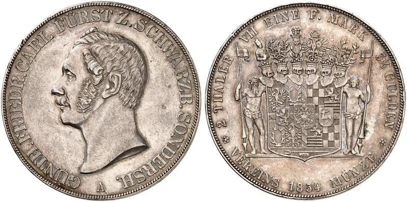 SCHWARZBURG - SONDERSHAUSEN. Günter Friedrich Carl II., 1839-1880. Doppeltaler 1...