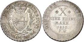 WALDECK - PYRMONT. Friedrich Carl August, 1763-1812. Konventionstaler 1810, auf kleinem Schrötling geprägt.
Thun 401, AKS 1, J. 8 schöne Patina, winz...