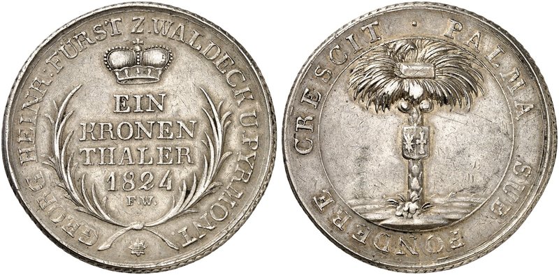 WALDECK - PYRMONT. Georg Heinrich, 1813-1845. Kronentaler 1824.
Thun 406, AKS 1...