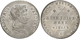 WESTFALEN. Hieronymus Napoleon, 1807-1813. Konventionstaler 1811 C.
Thun 413, AKS 9, J. 8 min. Justierspuren, vz - prfr