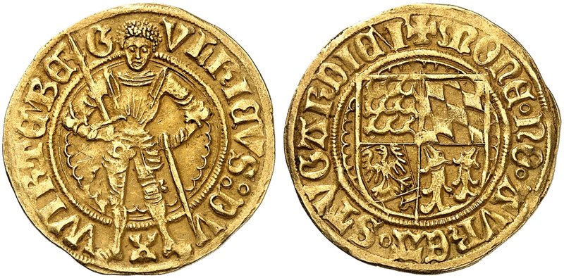WÜRTTEMBERG. Ulrich I., 1498-1550. Goldgulden o. J., Var. mit STVGARDIEN'.
Frie...