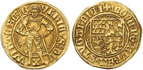 WÜRTTEMBERG. Ulrich I., 1498-1550. Goldgulden o. J., Var. mit STVGARDIEN'.
Friedb. 3540, Kl.-R. 32.4 Var. Gold ss - vz