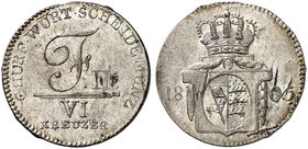 WÜRTTEMBERG. Friedrich II. (I.), 1797-1816. 6 Kreuzer 1805.
AKS 23, Kl.-R. 20.2 min. Sfr., vz - St