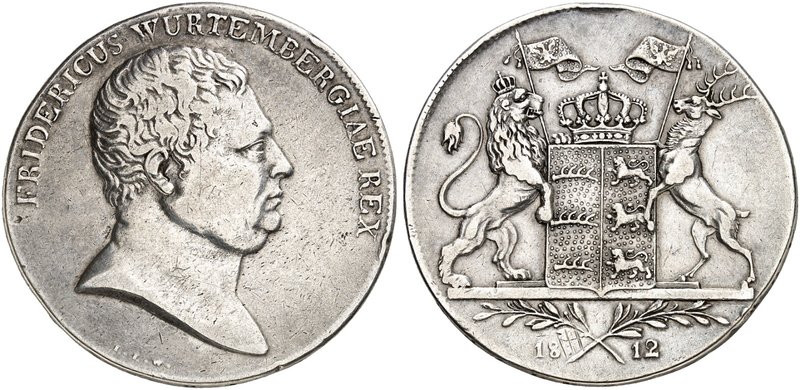 WÜRTTEMBERG. Friedrich II. (I.), 1797-1816. Kronentaler 1812.
Thun 426, AKS 37,...