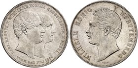 WÜRTTEMBERG. Wilhelm I., 1816-1864. Doppeltaler 1846, auf die Vermählung des Kronprinzen Karl mit Olga von Russland.
Thun 438, AKS 122, J. 79, Kl.-R....