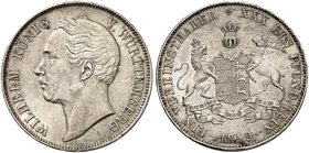 WÜRTTEMBERG. Wilhelm I., 1816-1864. Vereinstaler 1859.
Thun 439, AKS 77, J. 83, Kl.-R. 107.2 kl. Rdf., vz