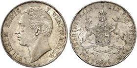 WÜRTTEMBERG. Wilhelm I., 1816-1864. Vereinstaler 1864.
Thun 439, AKS 77, J. 83, Kl.-R. 107.7 vz